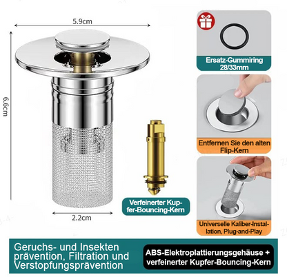 🔥Letzter Tag der Aktion 49 % Rabatt🔥Pop-up-Abflussfilter für Waschbecken----🛀Beseitigt Gerüche und verhindert Verstopfungen