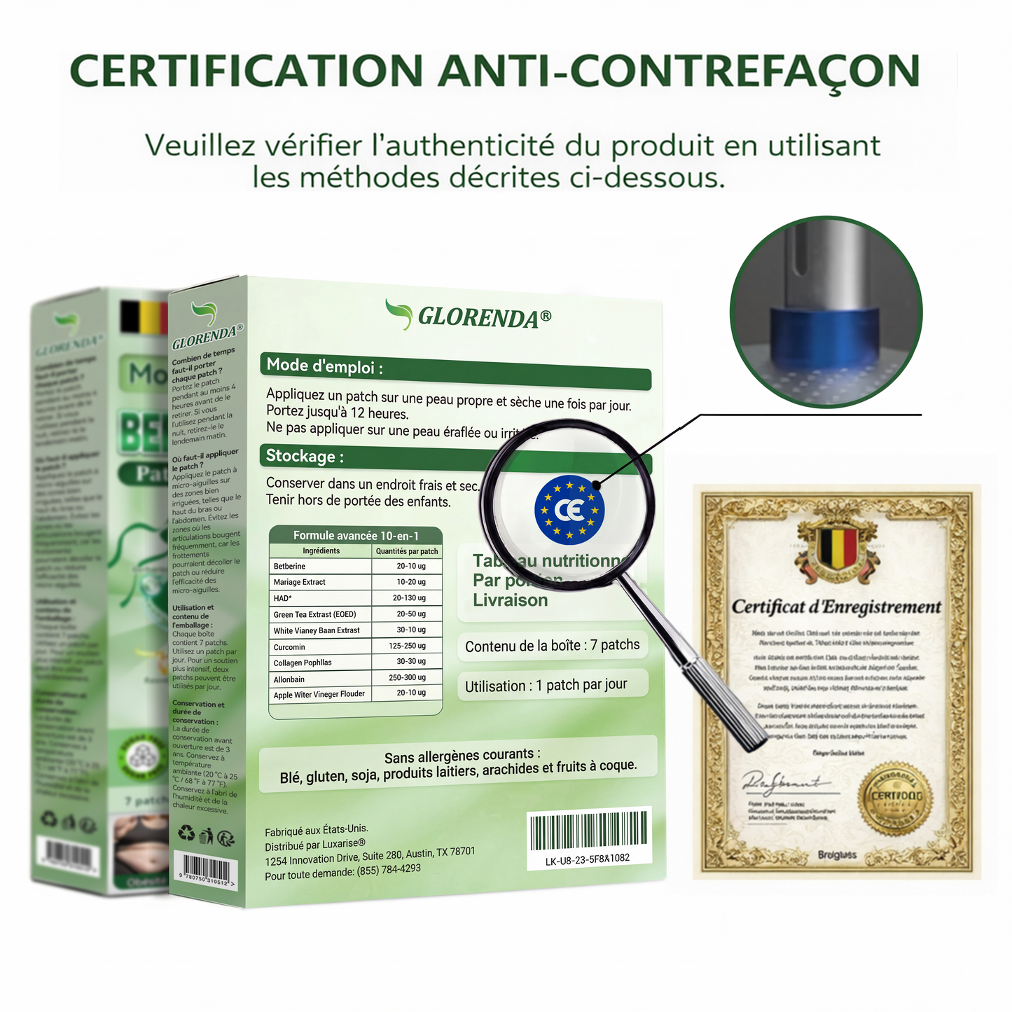 Boutique officielle 🧁 ❇ 𝐆𝐋𝐎𝐑𝐄𝐍𝐃𝐀® Moringa · Berbérine + NAD+ – Patch Microneedle Nano Avancé 10-en-1 (1×/jour, résultats visibles en 7 jours) | Obésité, relâchement cutané, apnée du sommeil, articulations, etc.