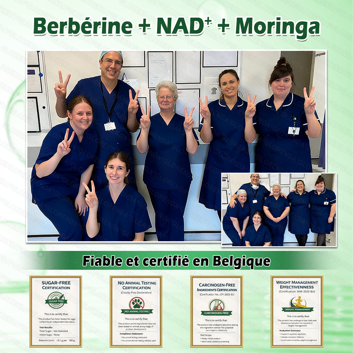 Boutique officielle 🌹 𝐆𝐋𝐎𝐑𝐄𝐍𝐃𝐀® Moringa · Berbérine + NAD+ – Patch Microneedle Nano Avancé 10-en-1 (1×/jour, résultats visibles en 7 jours) | Obésité, relâchement cutané, apnée du sommeil, articulations, etc.