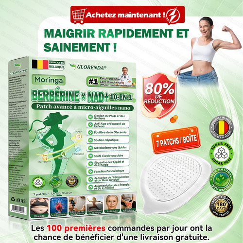 Boutique officielle 🏝️🏝️ 𝐆𝐋𝐎𝐑𝐄𝐍𝐃𝐀® Moringa · Berbérine + NAD+ – Patch Microneedle Nano Avancé 10-en-1 (1×/jour, résultats visibles en 7 jours) | Obésité, relâchement cutané, apnée du sommeil, articulations, etc.