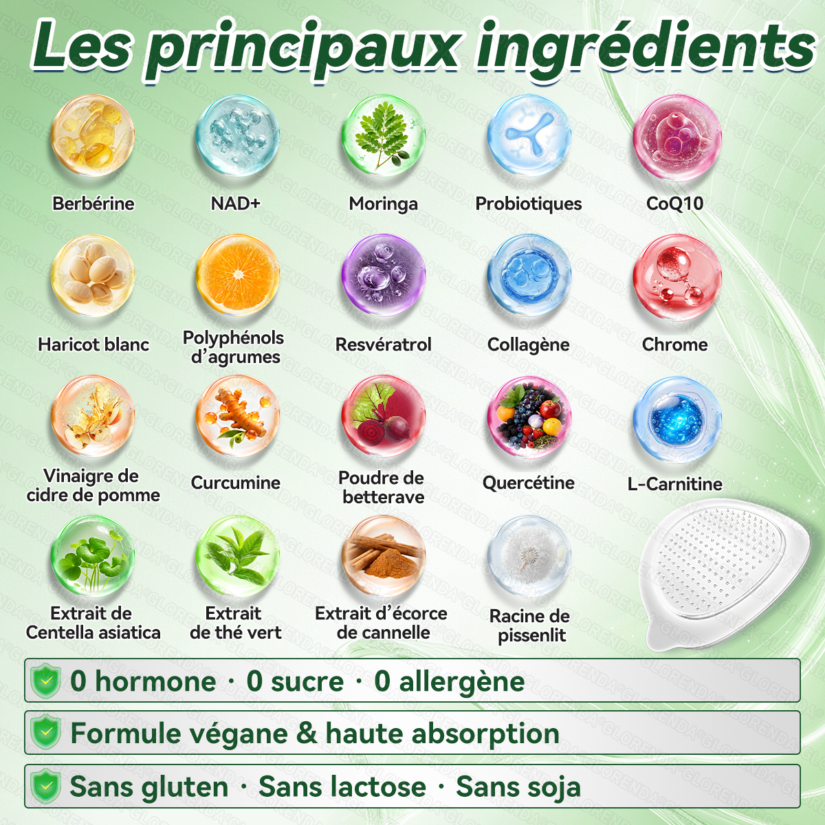 Boutique officielle 💐 𝐆𝐋𝐎𝐑𝐄𝐍𝐃𝐀® Moringa · Berbérine + NAD+ – Patch Microneedle Nano Avancé 10-en-1 (1×/jour, résultats visibles en 7 jours) | Obésité, relâchement cutané, apnée du sommeil, articulations, etc.