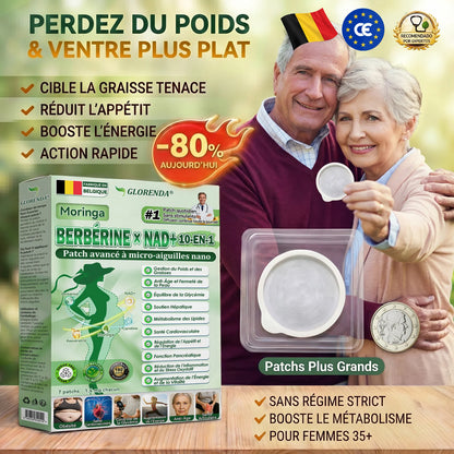 Boutique officielle 🧁 ❇ 𝐆𝐋𝐎𝐑𝐄𝐍𝐃𝐀® Moringa · Berbérine + NAD+ – Patch Microneedle Nano Avancé 10-en-1 (1×/jour, résultats visibles en 7 jours) | Obésité, relâchement cutané, apnée du sommeil, articulations, etc.